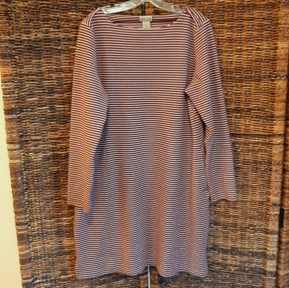 Duluth Trading Co. Dress Women's XL Maroon Ponte Pro Striped Knee Length Pockets - Picture 2 of 7